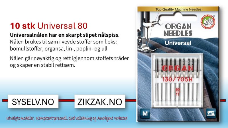 10pk Organ Universal nåler 80